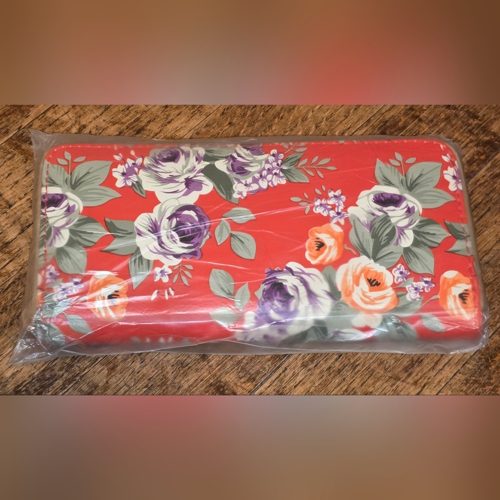 Floral Print Clutch in Coral and Purple